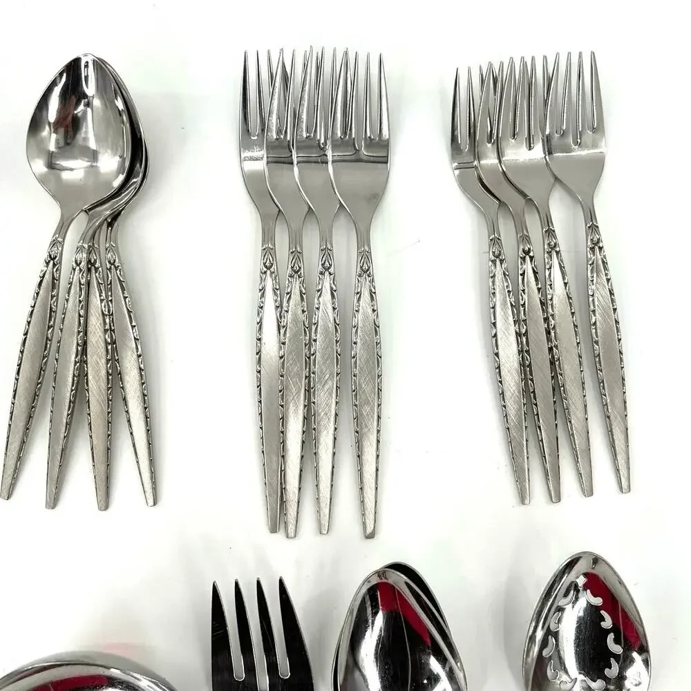Oneida Community Stainless Venetia flatware set. Serving spoons